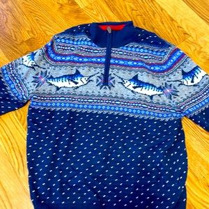 Good Used Condition Men’s Vineyard Vines Fair Isle Swordfish Zip Up Sweater